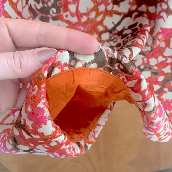 Michael Kors Small Sleeveless Cowl Neck Blouse Shirt Pink Orange Gray Pattern - Picture 3 of 5